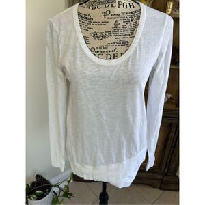 Sundance White Cotton Long Sleeve Tee